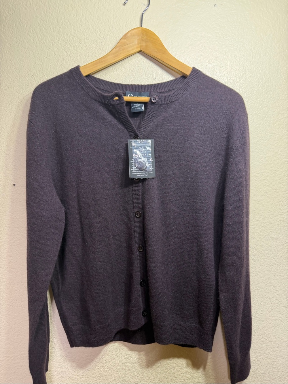 NWT Bloomingdale's Cashmere Cardigan Size L Chocolate Brown Layers Cozy Luxury